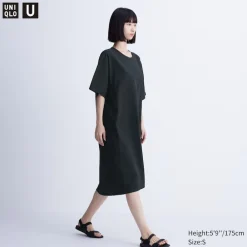 Kleider, Jumpsuits & Overalls*UNIQLO Abgerundetes Seersucker Kurzarm Kleid