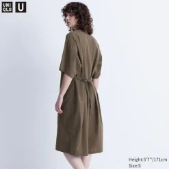 Kleider, Jumpsuits & Overalls*UNIQLO Abgerundetes Seersucker Kurzarm Kleid