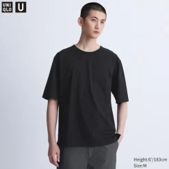 T-Shirts & Oberteile*UNIQLO Airism Baumwolle Halbarm T-Shirt (Relaxed Fit)