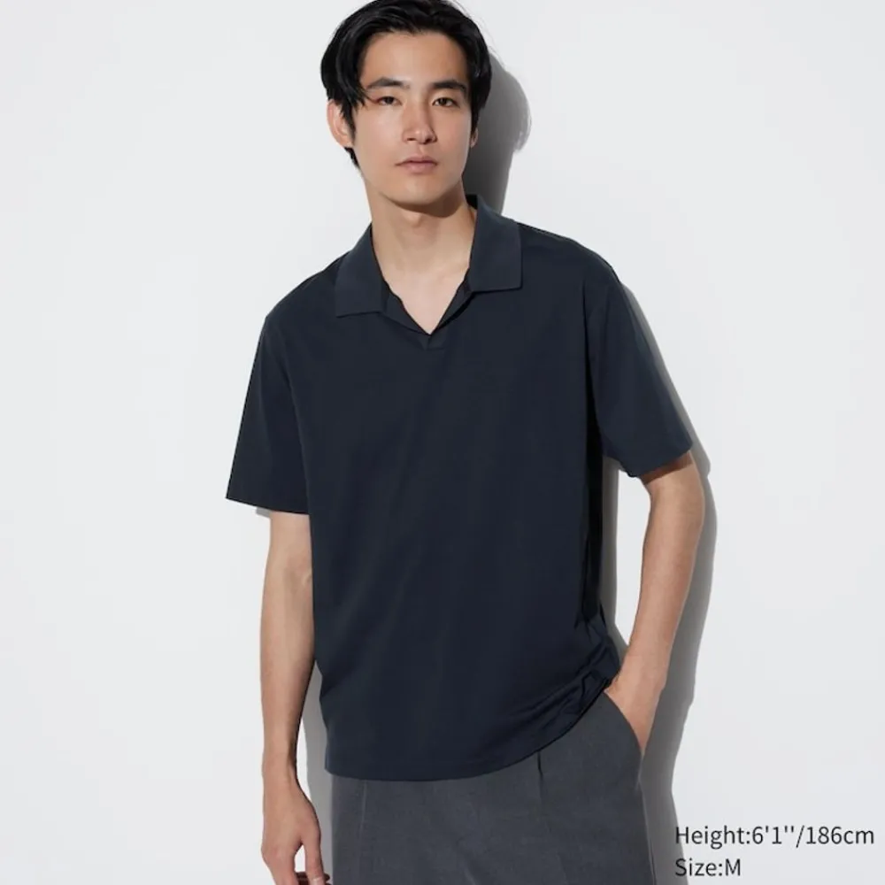 Poloshirts*UNIQLO Airism Baumwolle Jersey Poloshirt Mit Skipperkragen