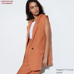 Mäntel, Jacken, Parka & Westen*UNIQLO Armellose Lyocell Leinen Jacke