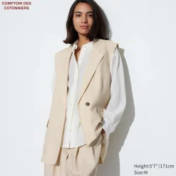 Mäntel, Jacken, Parka & Westen*UNIQLO Armellose Lyocell Leinen Jacke