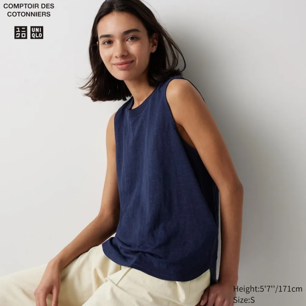 T-Shirts & Oberteile*UNIQLO Armelloses 100 % Leinen T-Shirt