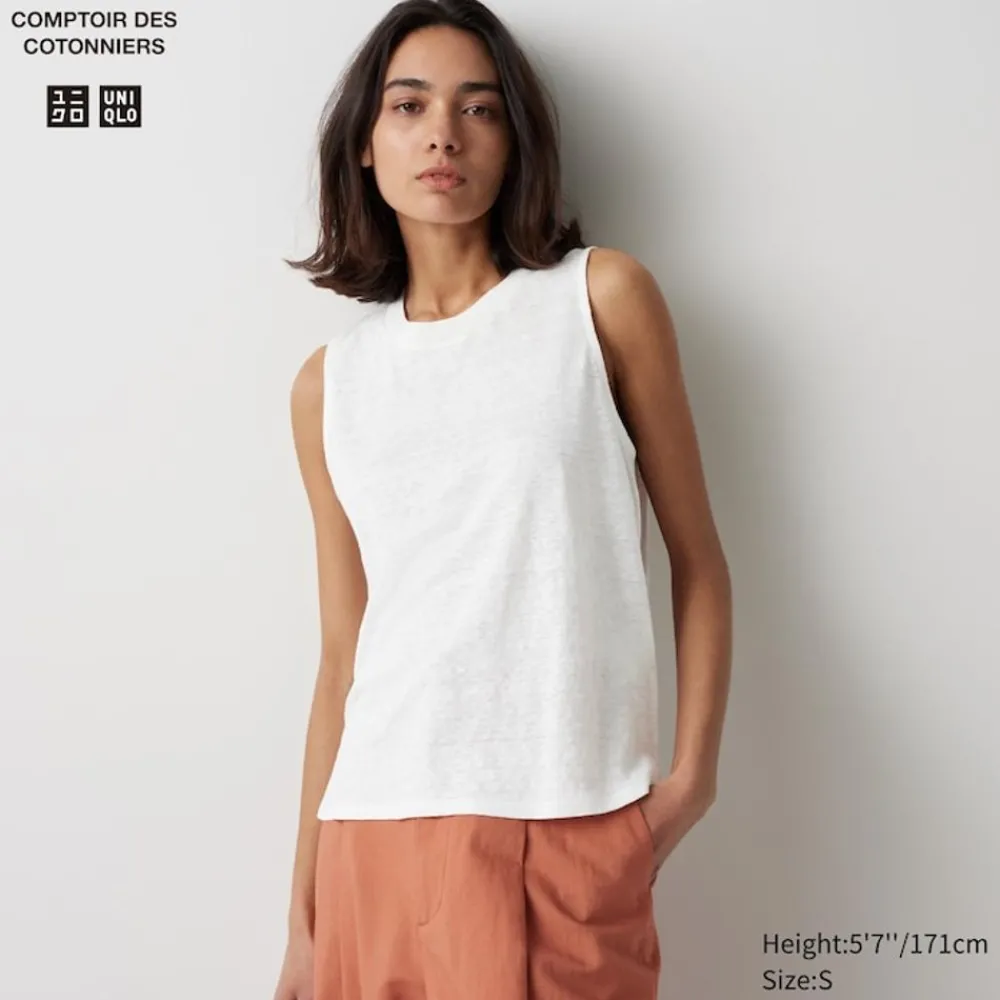 T-Shirts & Oberteile*UNIQLO Armelloses 100 % Leinen T-Shirt