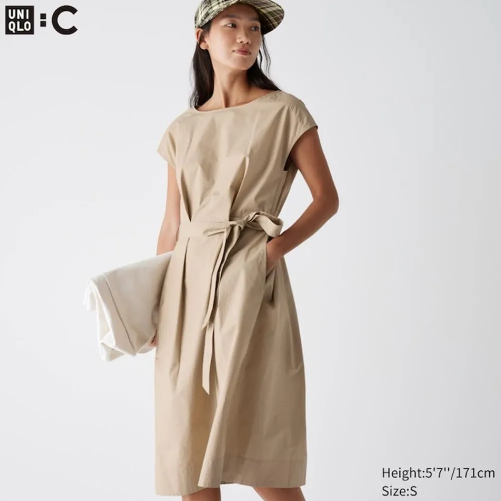Kleider, Jumpsuits & Overalls*UNIQLO Baumwolle Kurzarm Kleid Mit Gurtel