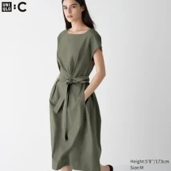 Kleider, Jumpsuits & Overalls*UNIQLO Baumwolle Kurzarm Kleid Mit Gurtel