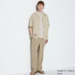 Hosen, Chinos & Jogginghosen*UNIQLO Bundfaltenhose (Wide Fit) Beige