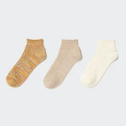 Socken, Strumpfhosen & Leggings*UNIQLO Buntgerippte Kurzsocken (3 Paar)
