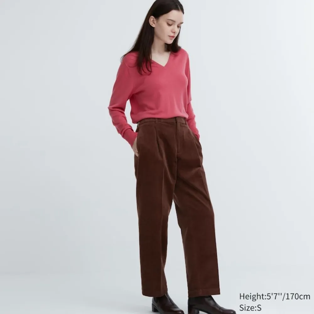 Hosen, Leggings & Jogginghosen*UNIQLO Cord Bundfaltenhose (Wide Fit) Dunkelbraun