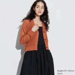 Pullover & Strickjacken*UNIQLO Cropped Mesh Strickjacke Mit V-Ausschnitt