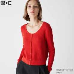Pullover & Strickjacken*UNIQLO Cropped Strickjacke Mit Spitze
