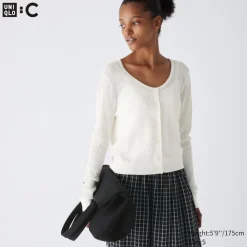 Pullover & Strickjacken*UNIQLO Cropped Strickjacke Mit Spitze