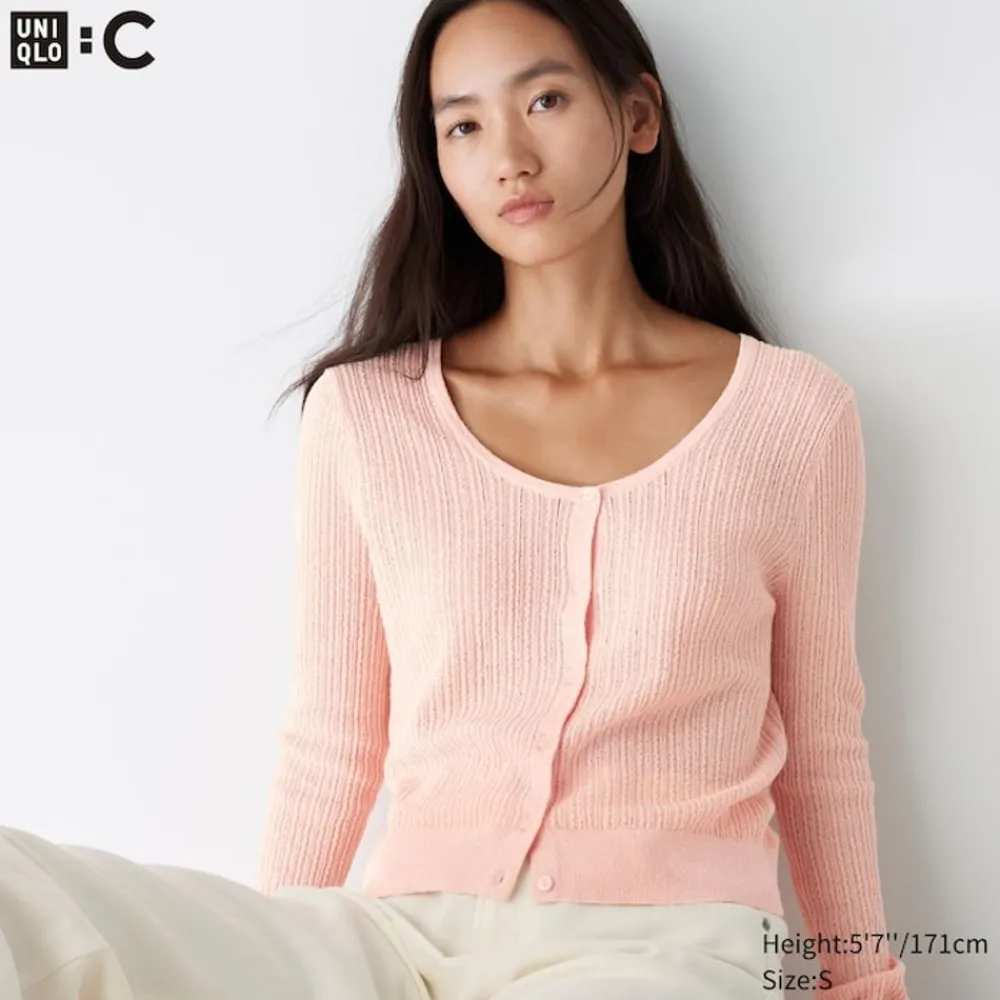 Pullover & Strickjacken*UNIQLO Cropped Strickjacke Mit Spitze