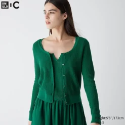 Pullover & Strickjacken*UNIQLO Cropped Strickjacke Mit Spitze