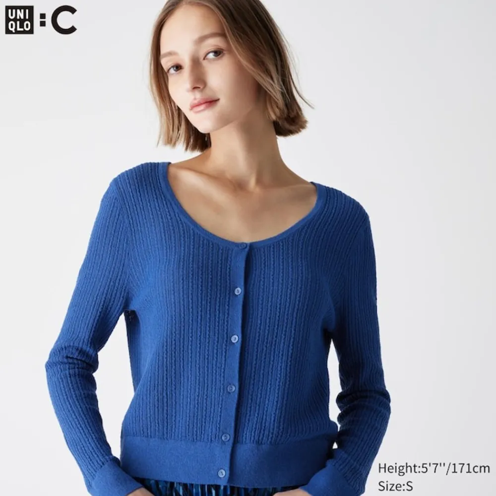 Pullover & Strickjacken*UNIQLO Cropped Strickjacke Mit Spitze