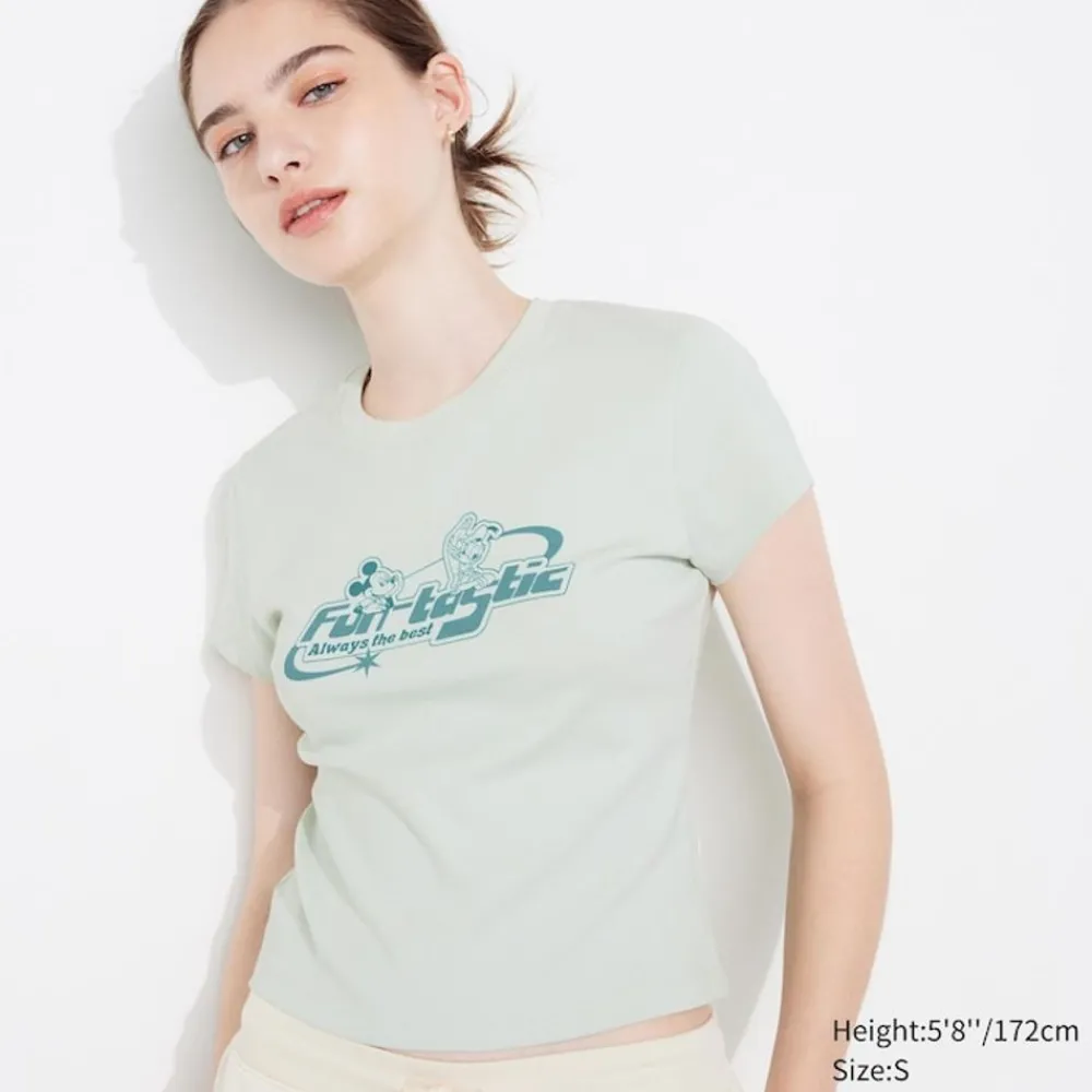 T-Shirts & Oberteile*UNIQLO Disney Collection Ut Bedrucktes Cropped T-Shirt Hellgrun