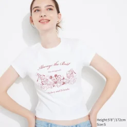 T-Shirts & Oberteile*UNIQLO Disney Collection Ut Bedrucktes Cropped T-Shirt Weis