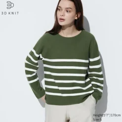 Pullover & Strickjacken*UNIQLO 3D Knit Nahtloser Gestreifter Baumwolle Pullover