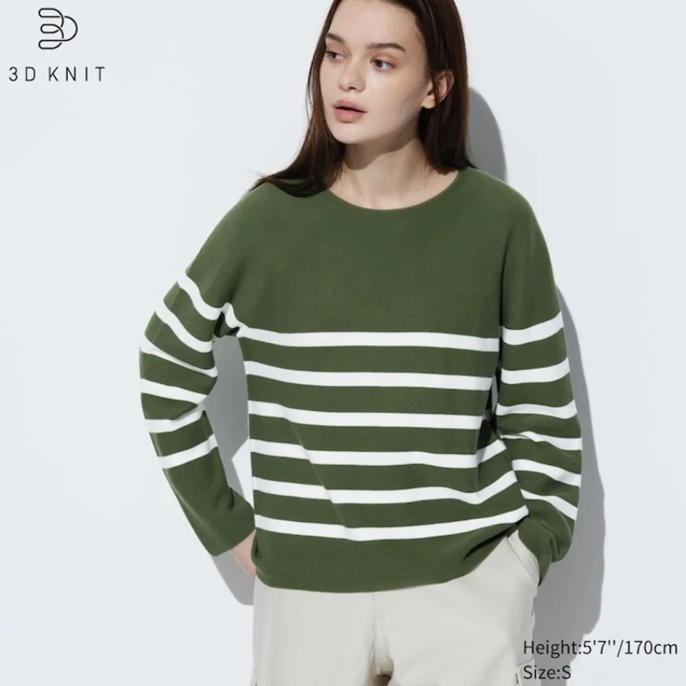 Pullover & Strickjacken*UNIQLO 3D Knit Nahtloser Gestreifter Baumwolle Pullover