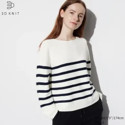 Pullover & Strickjacken*UNIQLO 3D Knit Nahtloser Gestreifter Baumwolle Pullover