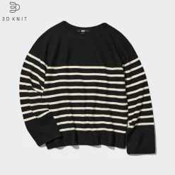Pullover & Strickjacken*UNIQLO 3D Knit Nahtloser Gestreifter Baumwolle Pullover