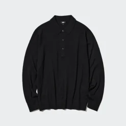 Poloshirts*UNIQLO 100 % Extra Feine Merinowolle Langarm Poloshirt