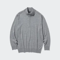 Pullover & Strickjacken*UNIQLO 100 % Extra Feine Merinowolle Pullover Mit Reisverschluss
