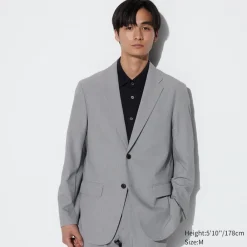 Mäntel, Jacken, Parka & Westen*UNIQLO Gemustertes Airsense Sakko (Wolloptik) Grau
