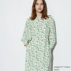 Kleider, Jumpsuits & Overalls*UNIQLO Gemustertes Ausgestelltes 3/4-Arm Kleid