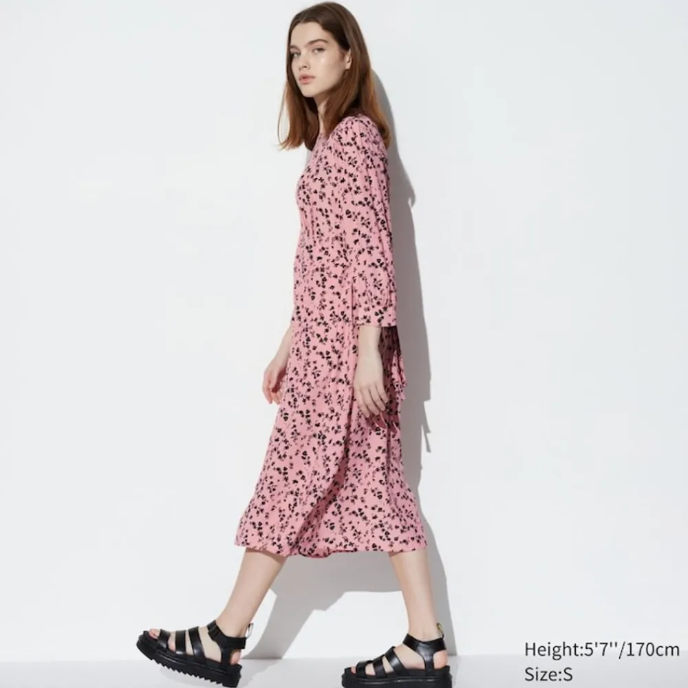 Kleider, Jumpsuits & Overalls*UNIQLO Gemustertes Ausgestelltes 3/4-Arm Kleid