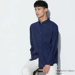 Hemden*UNIQLO Gemustertes Extra Feine Baumwolle Langarm Hemd