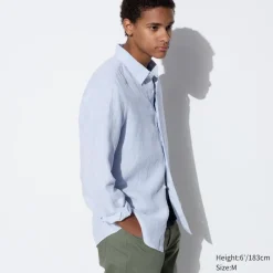 Hemden*UNIQLO Gemustertes 100 % Premium Leinen Hemd