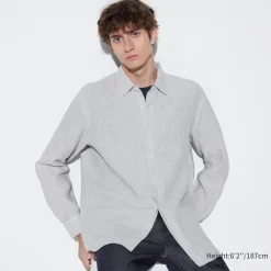 Hemden*UNIQLO Gemustertes 100 % Premium Leinen Hemd