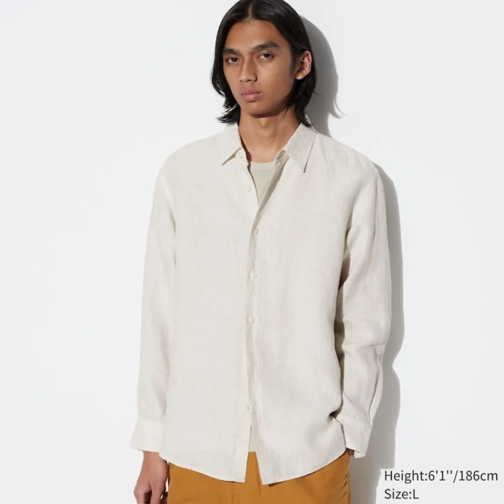 Hemden*UNIQLO Gemustertes 100 % Premium Leinen Hemd