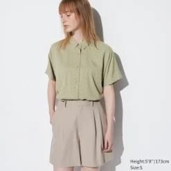 Hemden & Blusen*UNIQLO Gemusterte Viskose Kurzarm Bluse