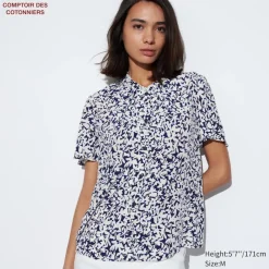 Hemden & Blusen*UNIQLO Gemusterte Viskose Kurzarm Bluse