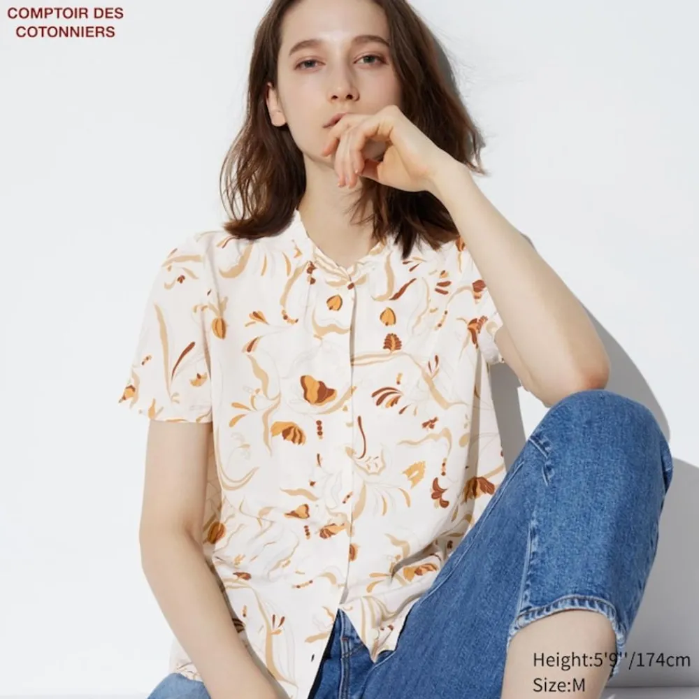 Hemden & Blusen*UNIQLO Gemusterte Viskose Kurzarm Bluse