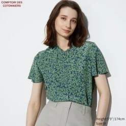 Hemden & Blusen*UNIQLO Gemusterte Viskose Kurzarm Bluse