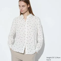 Hemden & Blusen*UNIQLO Gemusterte Viskose Langarm Bluse