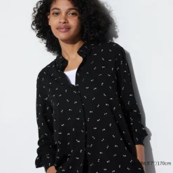 Hemden & Blusen*UNIQLO Gemusterte Viskose Langarm Bluse