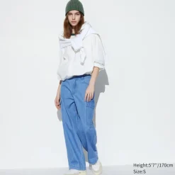 Jeans*UNIQLO Gerade Cargo Jeans (Wide Fit) Blau