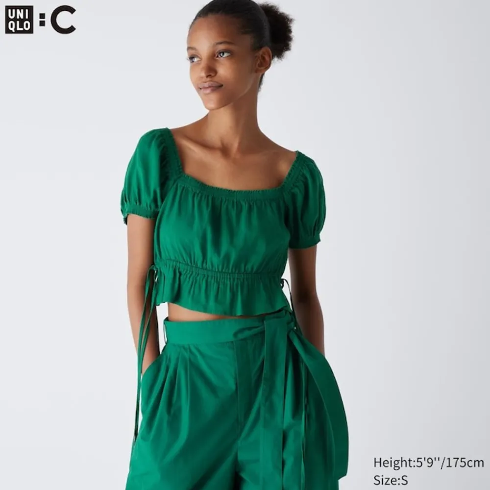 T-Shirts & Oberteile*UNIQLO Geraffte Cropped Kurzarm Bluse