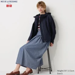 Röcke*UNIQLO Geraffter Kattun Rock Blau