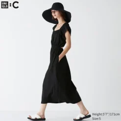 Kleider, Jumpsuits & Overalls*UNIQLO Gerafftes Kurzarm Kleid Mit Offenem Rucken
