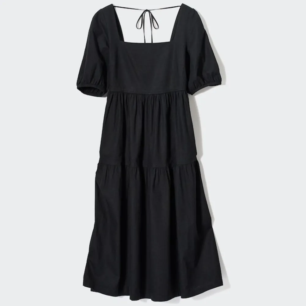 Kleider, Jumpsuits & Overalls*UNIQLO Gerafftes Leinenmix Kleid Mit Weiten Armeln