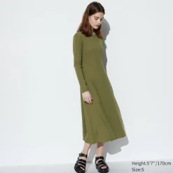 Kleider, Jumpsuits & Overalls*UNIQLO Geripptes Ausgestelltes 3/4-Arm Kleid