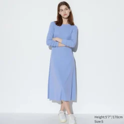 Kleider, Jumpsuits & Overalls*UNIQLO Geripptes Ausgestelltes 3/4-Arm Kleid