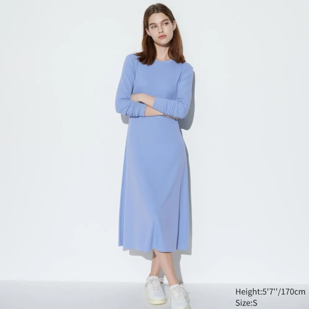 Kleider, Jumpsuits & Overalls*UNIQLO Geripptes Ausgestelltes 3/4-Arm Kleid