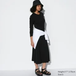 Kleider, Jumpsuits & Overalls*UNIQLO Geripptes Ausgestelltes 3/4-Arm Kleid