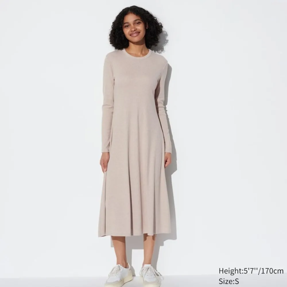 Kleider, Jumpsuits & Overalls*UNIQLO Geripptes Ausgestelltes 3/4-Arm Kleid